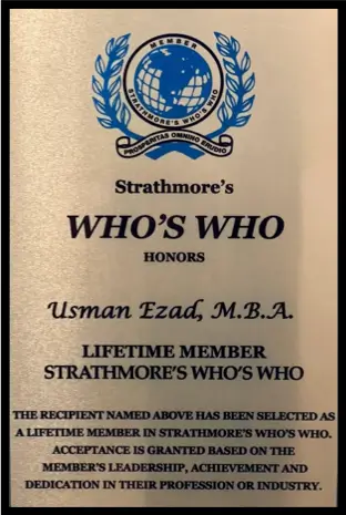 usman ejaz got who's who award